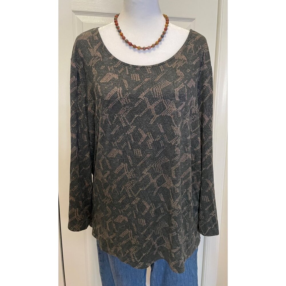 J Jill Womens Snakeskin Print Top Size XL Y2K Goblincore Fairy Grunge Indie Edgy
